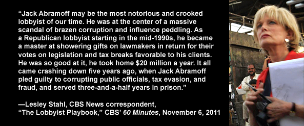 CBS News correspondent Lesley Stahl on corruption of public officials by lobbyist Jack Abramoff